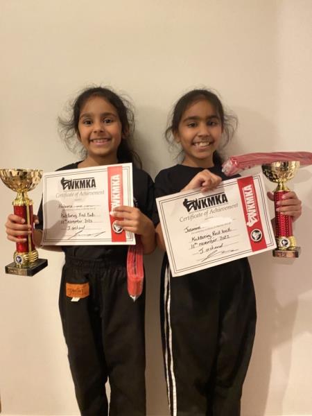 Jasmine and Haleena R achieve a red belt